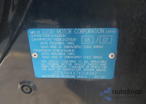 2007 Suzuki Grand Vitara Xsport из США, поврежденный, VIN JS3TE944X74204342